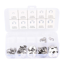 Kit assortimento E-Clip con scatola di stoccaggio, clip di ritegno per il fissaggio dell'albero dell'ingranaggio del cuscinetto, set di anelli