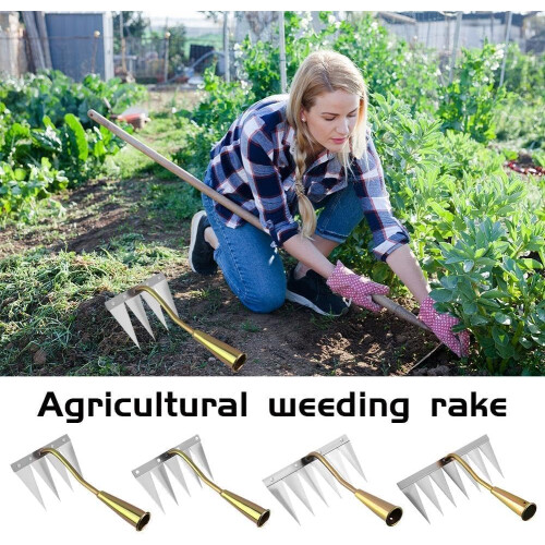 Manganese Steel Weed Pulling Tool Removable Fork Handle Ergonomic Hand Weeder 5 Tooth Ref: 8294 1