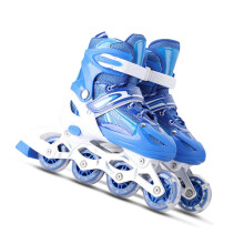 PVC Illuminating Inline Skates with ABEC7 Bearings for Adjustable Size and Safety Brake, Easy Storage and Carry Bag, Light Wheels M BLUE