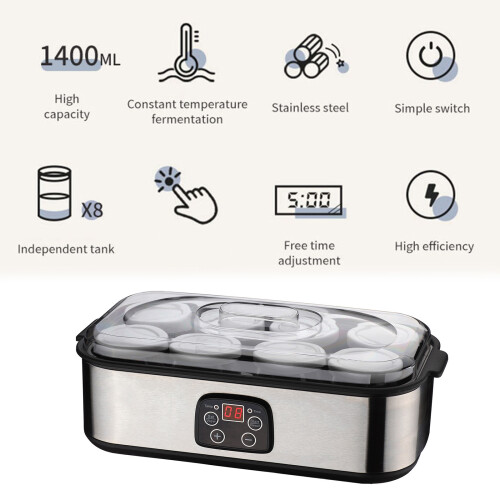 Professional Heat Yogurt Maker with Lids Suitable for-8 cups 2
