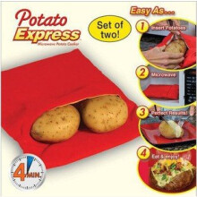 2 Pack Microwave Potato Cooker Bag Potato Express Pouch, Potatoes Just in 4 Minutes Red