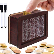Herbruikbare geldkluis met cijferraster, praktisch en educatief cadeau voor het bereiken van financiële doelen, houten spaarbox, stimuleert