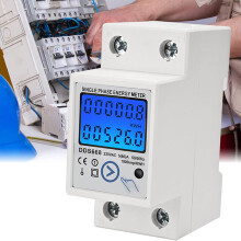 Digitální měřič energie pro elektrický monitoring, měřič výkonu s LCD displejem, montáž na DIN lištu 35 mm, měření napětí, proudu,