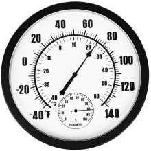 Einfachheit trifft auf Präzision, Innen- und Außenthermometer, Schwarz-Weiß, für alle Klimazonen geeignet, 25 cm (10 Zoll), vorkalibriert, keine