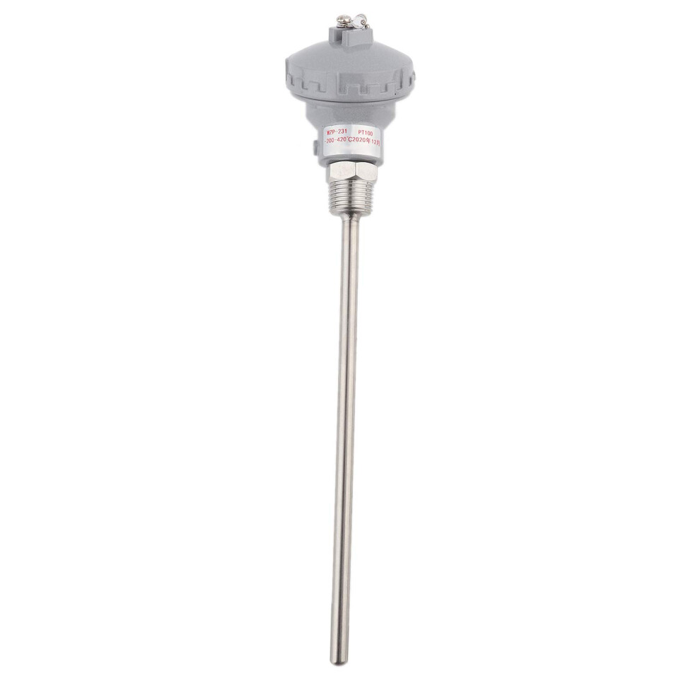Temperature Detector PT100 Temperature Sensor Probe Thermocouple 1/2In NPT Thread 200450C Steel Protective Tube 400mm