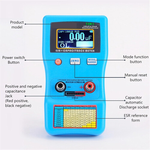 LCRT7 Multimeter Capacitor Tester ESR LCR Capacitance Ohmmeter Transistor Tester 1