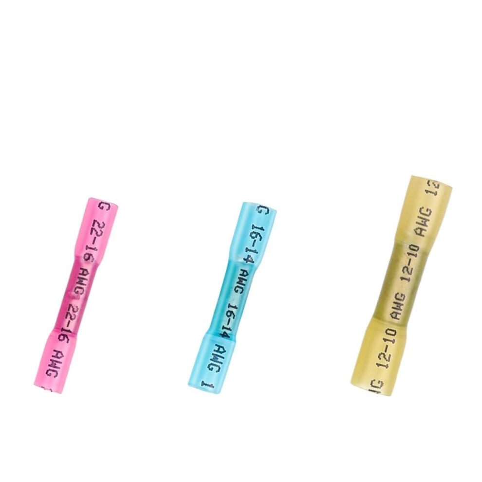 100Ps Heat Shrink Butt Wire Connector Kit Insulated Electrical Wire Crimp Terminals Butt Splice For Marine Automotive 100 Pieces Mix 9365049403252