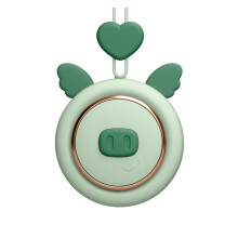 Mini Handheld Fan Mini Bladeless Fan Neck Band Hands Free USB Charging 3rd Gears Speed(Pig green)