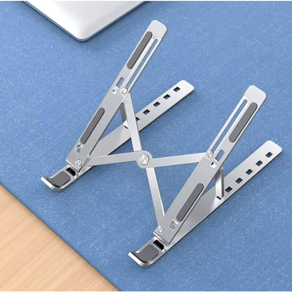 Aluminum Alloy Laptop Stand Adjustable For Desktop Folding Tablet Support (Silver) Silver 9412369455734
