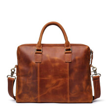 Vintage Leather Briefcase, Business Laptop Messenger Bag, Brown Cowhide Shoulder Bag