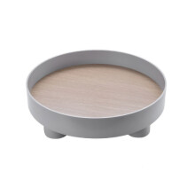 Présentoir à parfums élégant, plateau de toilette décoratif au design moderne, organisateur haute capacité avec base en bois pour accessoires