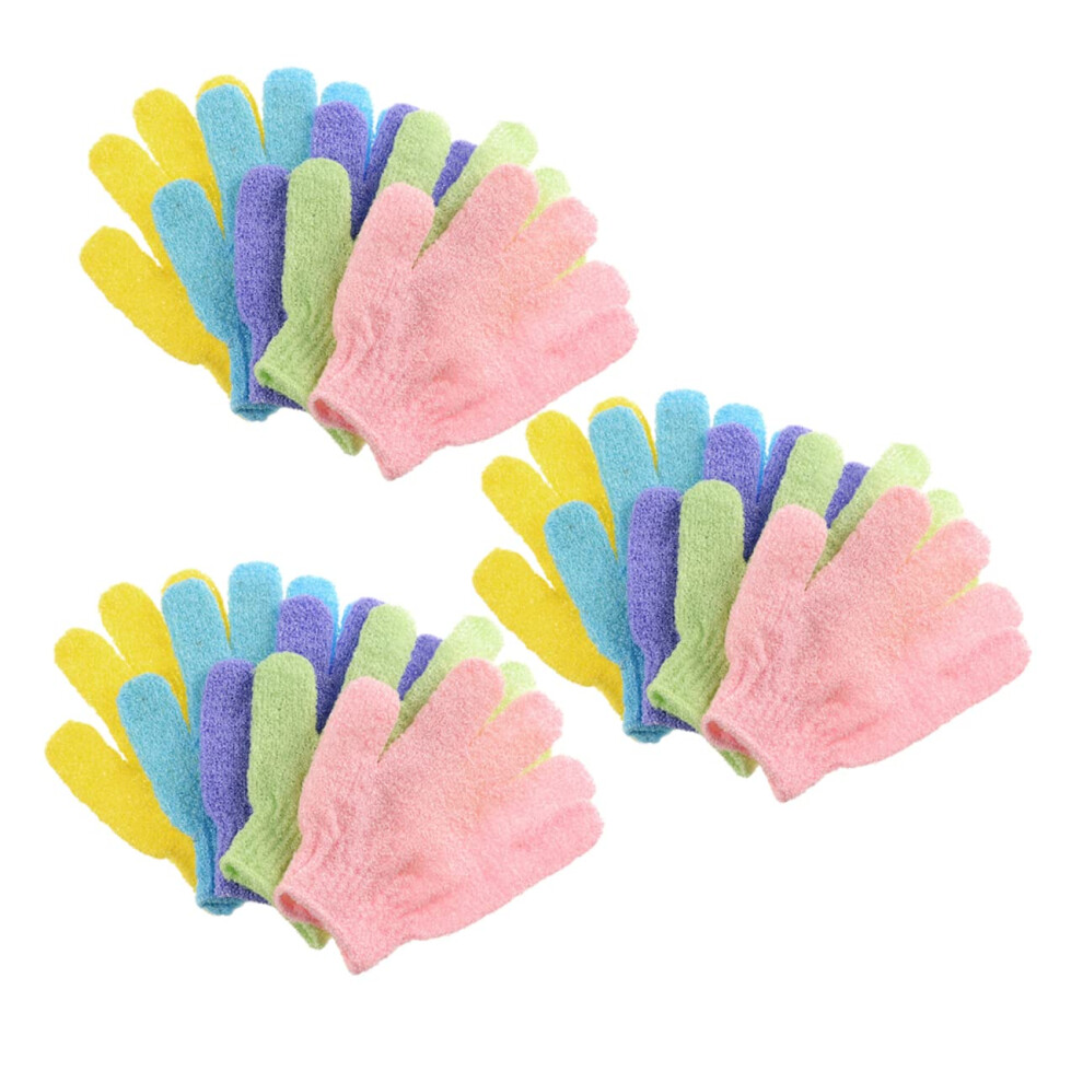 Shower Gloves 15Piece Exfoliator Set For Body Scrub Finger and Mitten Back Massage Glove Random Color