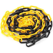 plastic chain link barrier, high visibility, yellow and black, for link repair, fences and posts, with 2 hooks, ideal solution for and security