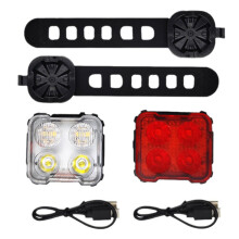 Cykellampor fram och bak, 8 ljuslägen, 6 LED-cykellampor, uppladdningsbart ljus för nattcykling, säkerhetslampor för
