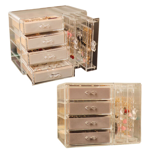 Plastic Earring Holder Organizers Box with 5 Drawers Clear-2 2