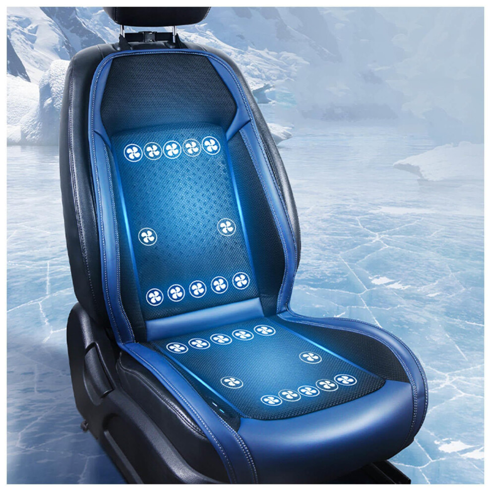 Car Cooling Seat Cover With 24 Turbo Fans, 3Speed Ventilated Cushion, 12V For Summer Blue 9365049406970