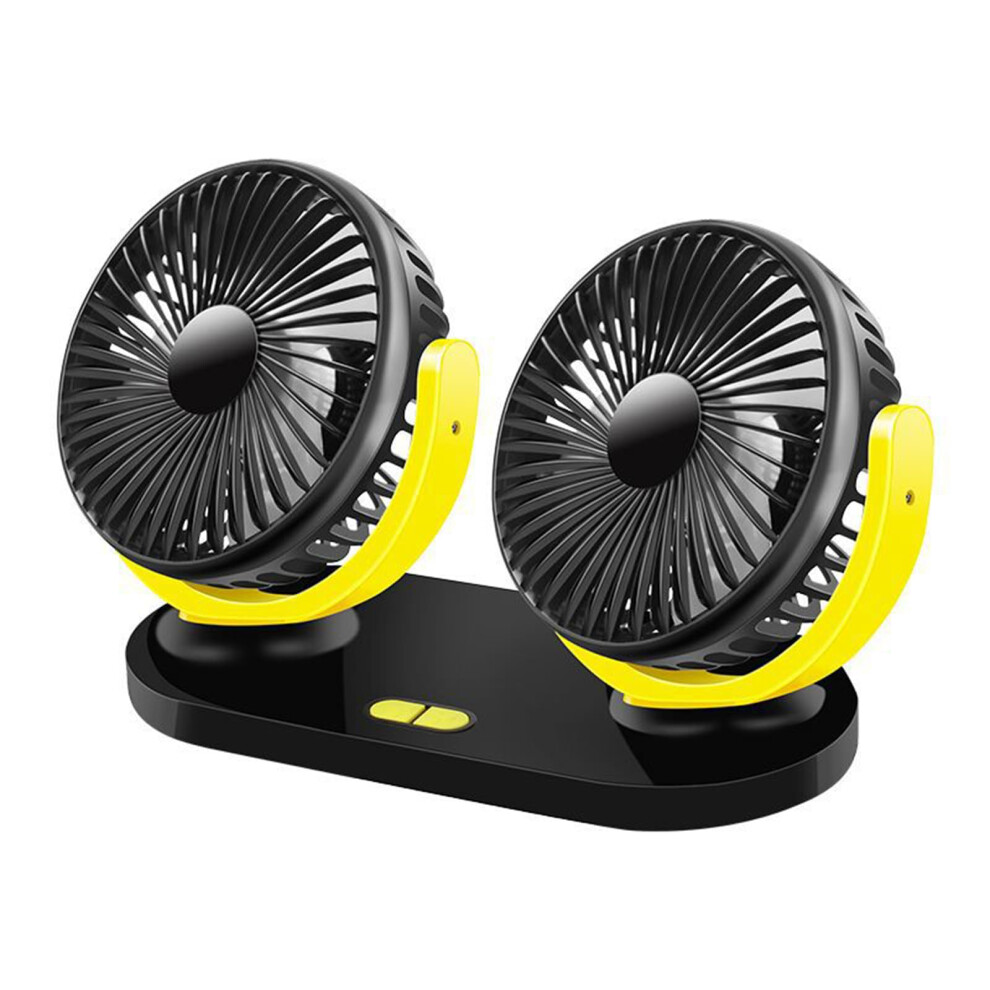 Usb Car Fan With Double Head 2 Speeds Car Cooling Fan Car Interior Air Circulation Fan 360 Degree Rotates 9426802953527