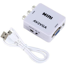 AV to VGA Adapter 1080P HD Mini VGA Converter, RCA to VGA HD Video Converter with 3.5mm Audio Jack for PC/Laptops/STB/Computer