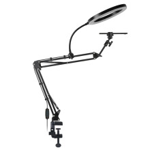 Overhead Camera Mount Desk Stand Phone Holder with Adjustable Arm and Fill Lights for Recording