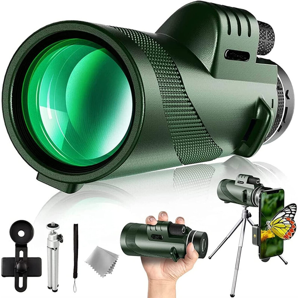 40X60 Monocular Telescope, Monocular Phone Camera, Focus With Single Hand, Day & Night Vision 9412369457936
