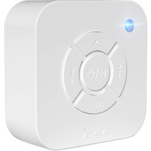 Hvid støjmaskine med ikke-loopende lyde, beroligende søvnlyde, 6 Hi-Fi-lyde plus vuggeviser, hukommelsesfunktion, flerfarvet natlampe, P