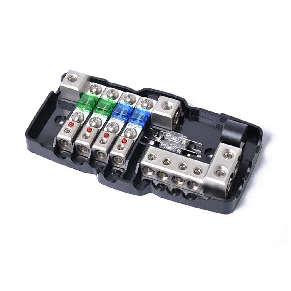 Multi-Functional Led Car Audio Stereo Anl Fuse Holder Distribution 0/4Ga 4 Way Fuses Box Block 30A 60A 80Amp Replacement Fuse 9189345703331