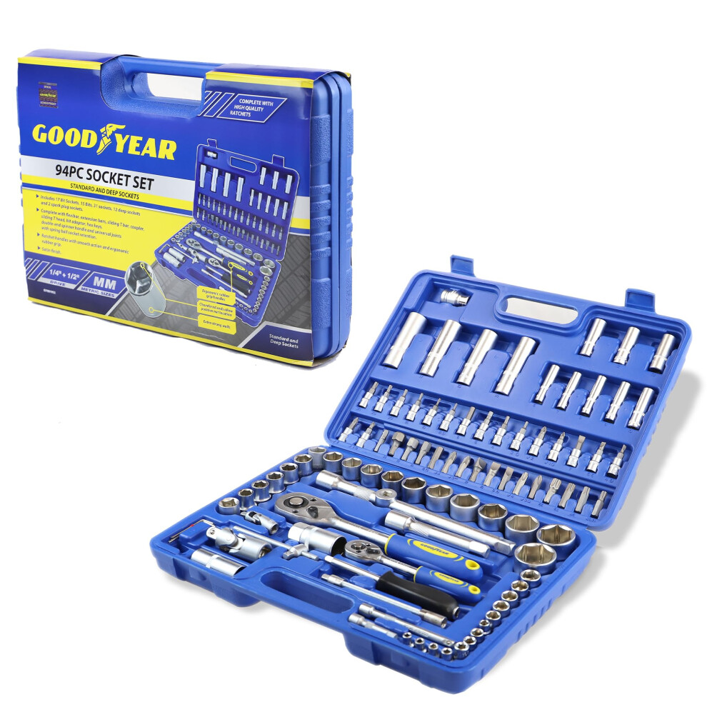 94 Pc Socket Set Professional Tool Kit Metric Ratchet Set Flexi Bar 9189345703928