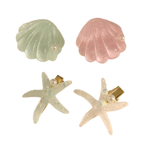 Sea Star/Shell Shaped Pattern Hairpin-Starfish white 1