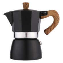 Italian Style Coffee Pot 6 Cup Capacity Aluminum Alloy-Black