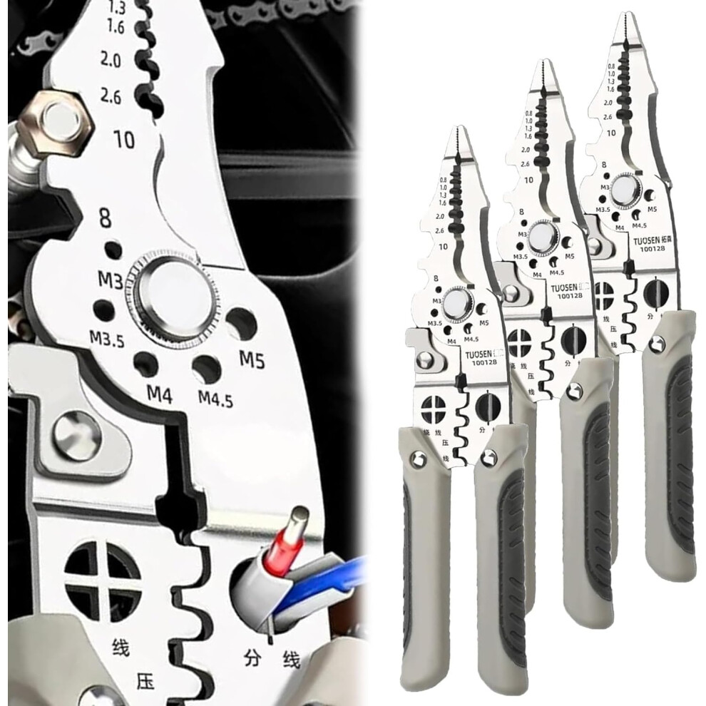 Multifunctional Wire Stripper Crimper Cable Cutter Pliers,Adjustable Stainless Steel 9412369458209