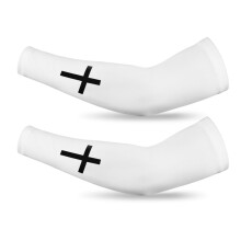 UV protection arm sleeves, breathable cooling arm cover outdoor sun protection accessory with elbow protection for hiking trips white