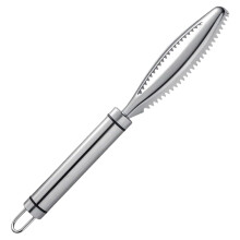 Fish scaler, 8.5 stainless steel fish scaler, serrated descaler with hanging hole for quick and easy scaling.