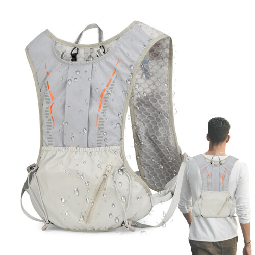 Running Backpack, Reflective Bike Backpack  Portable Multifunctional Hydration Backpack with Reflective Straps for Running, Camping Grey B
