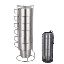 Canecas térmicas com isolamento a vácuo, canecas de café empilháveis com suporte em aço inoxidável, fabricadas em aço inoxidável 304 de
