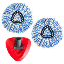 Tête de nettoyage facile pour sols, parfaitement adaptée au balai à franges triangulaire rotatif, intègre un rangement compact et un mécanisme
