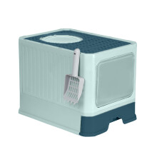 Plastic Litter Box for Cats Safe and Hard Deep High Edges-Green