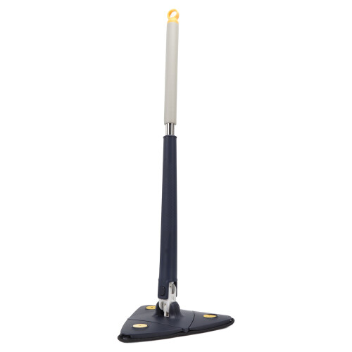 Mop versátil de microfibra para uso seco e úmido, com rotação de 360, cabo extensível em aço inoxidável e cabeça triangular ajustável para 2