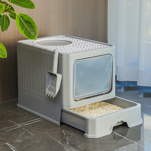 Plastic Litter Box for Cats Safe and Hard Deep High-Purple 2