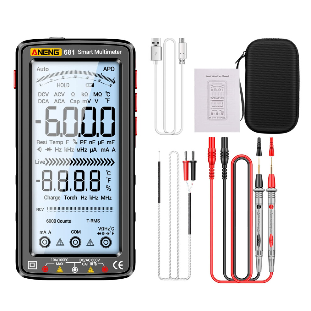 Usb Rechargeable Multimeter Digital Voltmeter Lcd Screen Autoranging Multitester 9189345704611