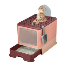 Enclosed Cats Litter Pans Never Absorbs Odor No Residues-Pink
