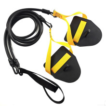 Easily adjustable swimming training device with elastic hooks and improved paddle resistance Black 60lb