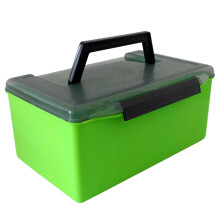 Angel box with 52 compartments, plastic, lined, for squid, hard bait, toolbox, portable fishing storage, organizer green