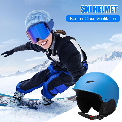 Ski helmet  Hard hat, adjustable, snowboard cap, breathable, multipurpose blue M 1