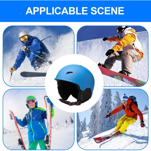 Ski helmet  Hard hat, adjustable, snowboard cap, breathable, multipurpose blue M 2