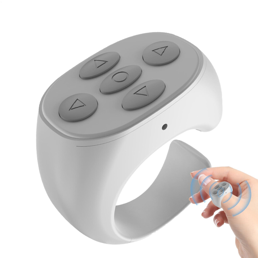 Wireless Scroll Ring Remote Shutter For Camera Video Portable Smart Ring For Scrolling Social Media Short Videos And Ebook Reading White 9365049410830