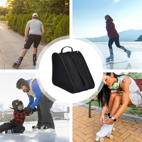 Ice Skate Storage Bag with Strap and Handle, Black 2