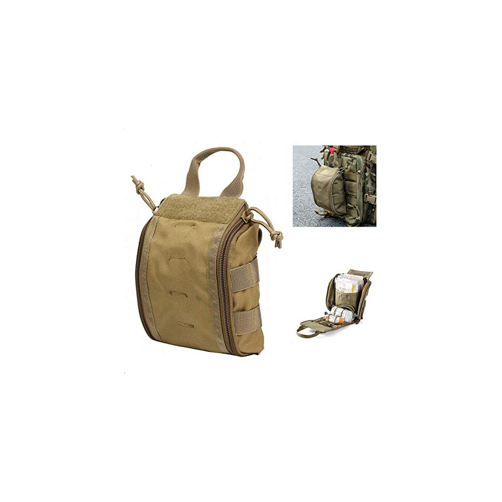 Black 1000D Molle Tactical First Aid Kits Utility Medical Accessory Bag Outdoor Hunting Hiking Survival Modular Medic Bag Pouch (Black)(Khaki)