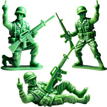 Funny Green Army Men, Blue Navy Man Middle Finger Figures, Classic Military Toy Soldiers (Green, 3pcs)