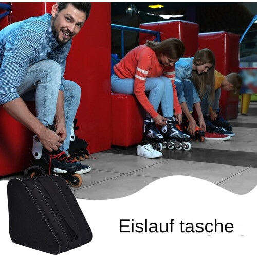 Roller Skate Bag, Adjustable, Carry Strap, 20 x 39 x 38 cm Black 2