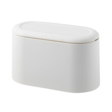 Poubelle ovale mince en plastique durable, design peu encombrant pour bureau, plan de travail de salle de bain, table (couleurs sobres)
